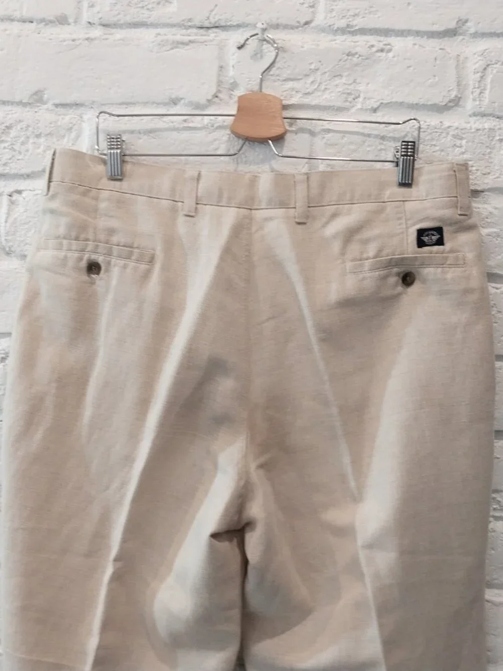 Vintage 90s Dockers Khakis Pants 38x32 Beige Relaxed Fit Two-Pleated Linen Cotto